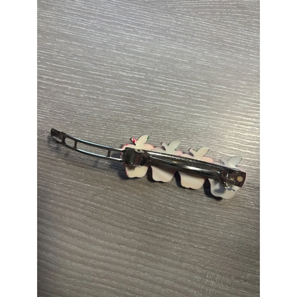 Vintage Red Apple Hair‎ Barrette French Clip Teacher Fruit Accessory 3.25